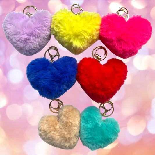 Fluffy Heart Keychain